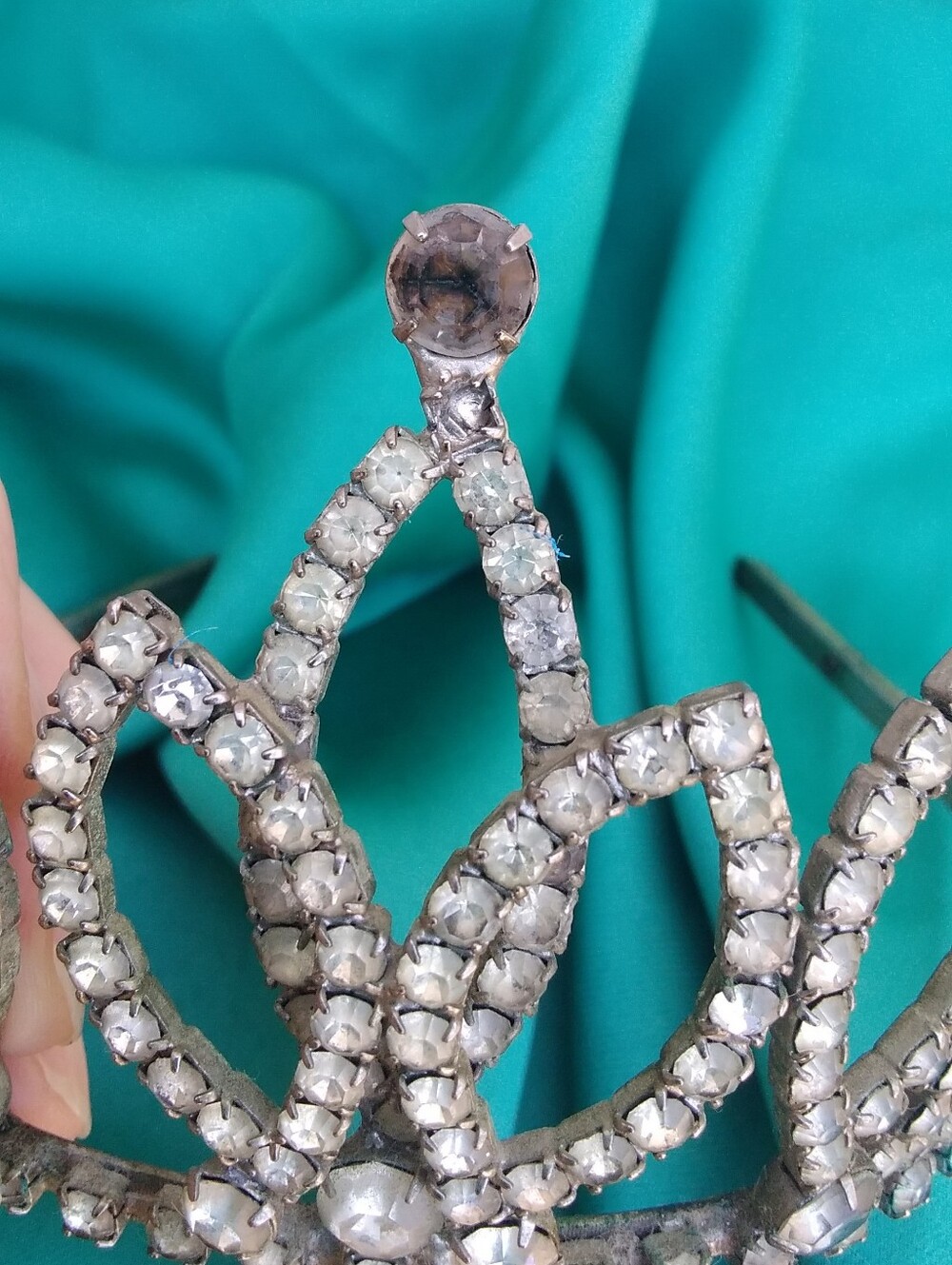Vintage Rhinestone Tiara Crown 50s 60s - Picture 7 of 10